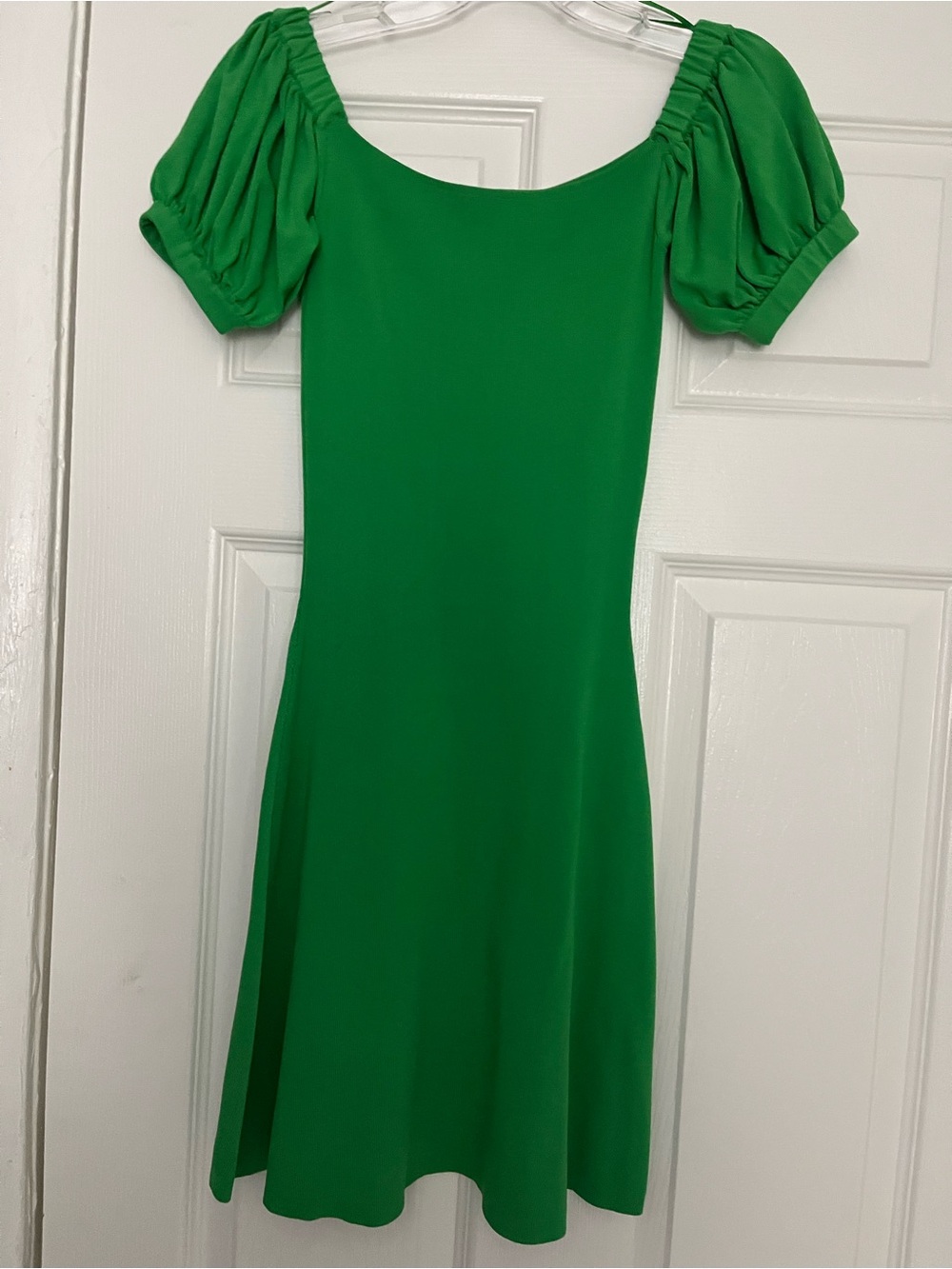 Zara Emerald Green Puff-Sleeve Mini Dress